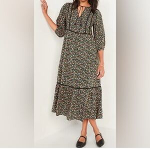 Old Navy Dress Midi Floral Flowy Cottagecore Forest Fairy Whimsy Work Casual NWT